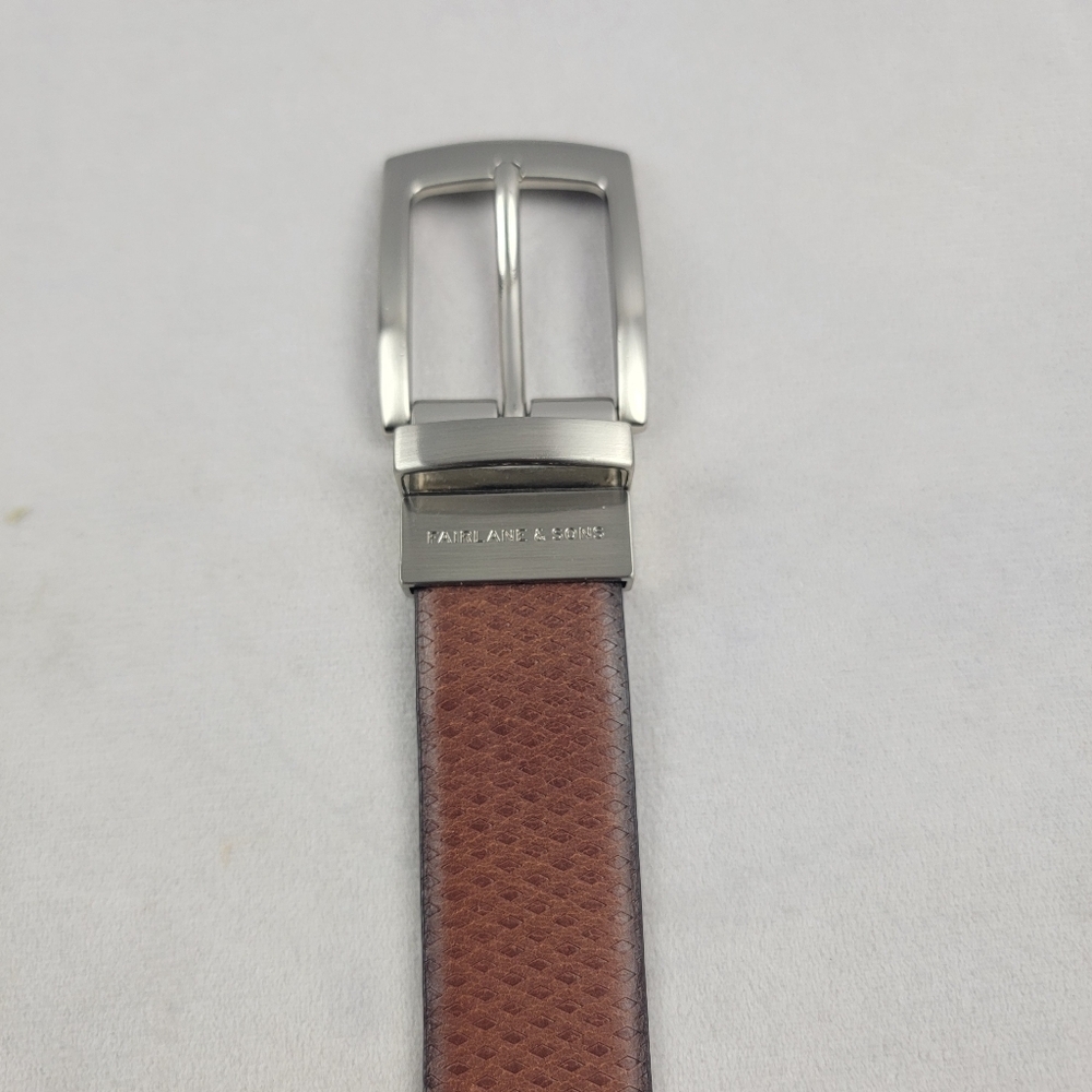 Fairlane & Sons reversible black and brown textured genuine leather belt Size 38 - Picture 2 of 5